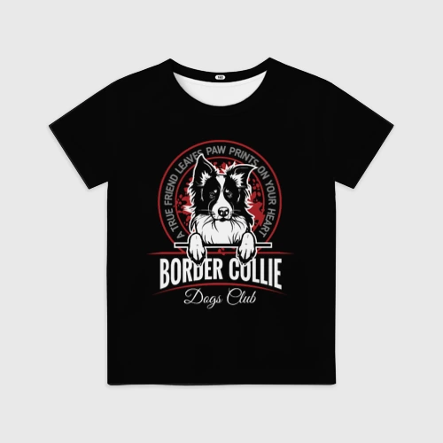 Детская футболка 3D с принтом Бордер-Колли Border Collie, вид спереди #2