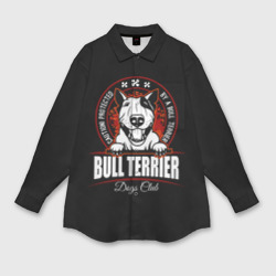 Женская рубашка oversize 3D Бультерьер Bull Terrier