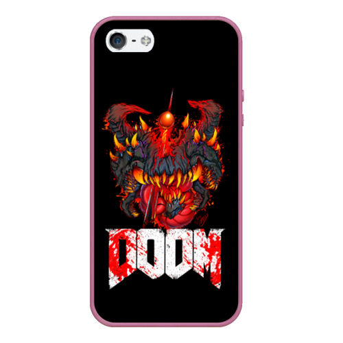 Чехол для iPhone 5/5S матовый Какодемон Cacodemon Doom, цвет розовый