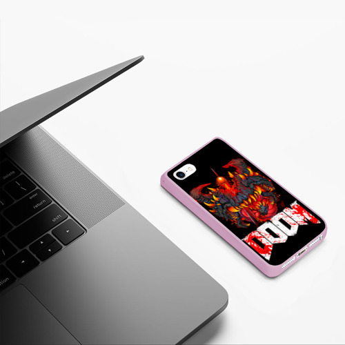 Чехол для iPhone 5/5S матовый Какодемон Cacodemon Doom, цвет розовый - фото 5