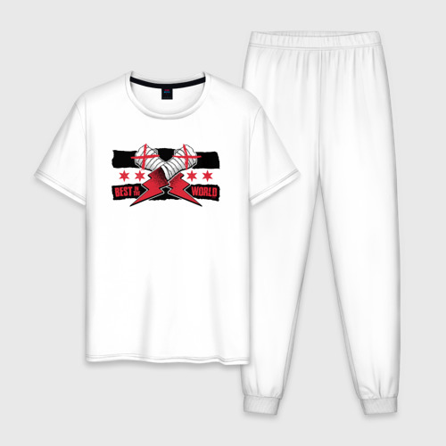 Мужская пижама хлопок CM Punk AEW BITW, цвет белый