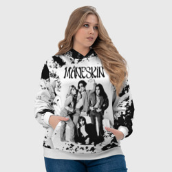 Толстовка с принтом Maneskin Монэскин, рок - группа для женщины, вид на модели спереди №4. Цвет основы: белый