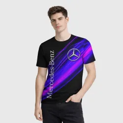 Мужская футболка 3D Mercedes-Benz Мерседес-Бенз пурпурный - фото 2