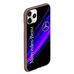 Чехол для iPhone 11 Pro Max матовый Mercedes-Benz Мерседес-Бенз пурпурный - фото 2