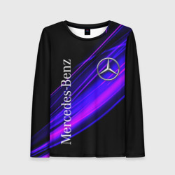 Женский лонгслив 3D Mercedes-Benz Мерседес-Бенз пурпурный