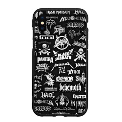 Чехол для iPhone XS Max матовый Логотипы метал групп metal bands logo