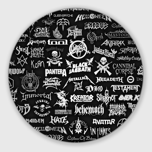 Круглый коврик для мышки Логотипы метал групп metal bands logo