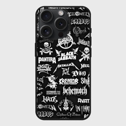 Чехол силиконовый для Apple iPhone 15 Pro матовый Логотипы метал групп metal bands logo