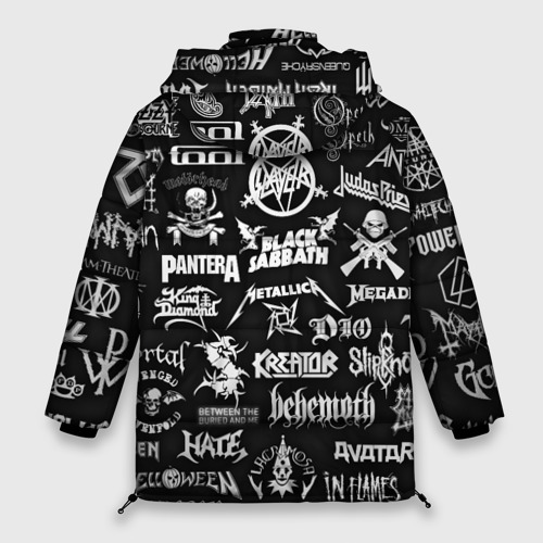 Женская зимняя куртка Oversize Логотипы метал групп metal bands logo, цвет черный - фото 2