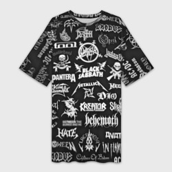 Платье-футболка 3D Логотипы метал групп metal bands logo