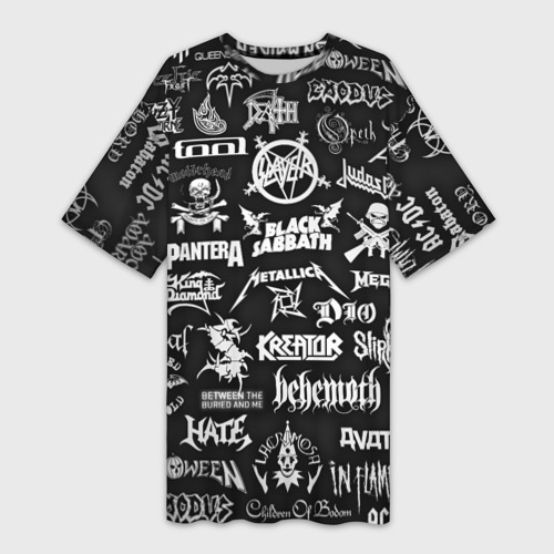 Платье-футболка 3D Логотипы метал групп metal bands logo, цвет 3D печать