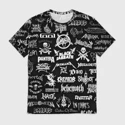 Мужская футболка 3D Логотипы метал групп metal bands logo