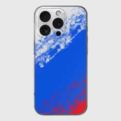 Чехол для iPhone 16 Pro Max силиконовый с защитой камеры Флаг РФ триколор