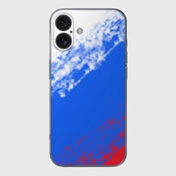 Чехол для iPhone 16 силиконовый с защитой камеры Флаг РФ триколор