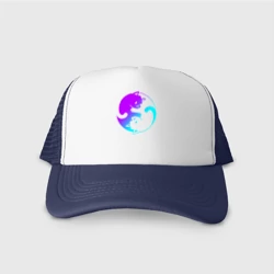 Кепка тракер с сеткой Неоновые котики Инь Янь