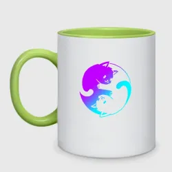 Кружка двухцветная Неоновые котики Инь Янь