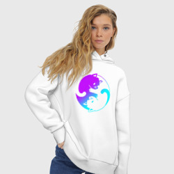 Женское худи Oversize хлопок Неоновые котики Инь Янь - фото 2