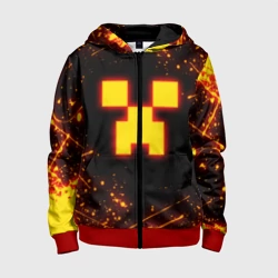 Детская толстовка 3D на молнии Огненный Крипер: Майнкрафт