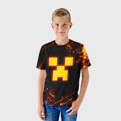 Детская футболка 3D Огненный Крипер: Майнкрафт - фото 2