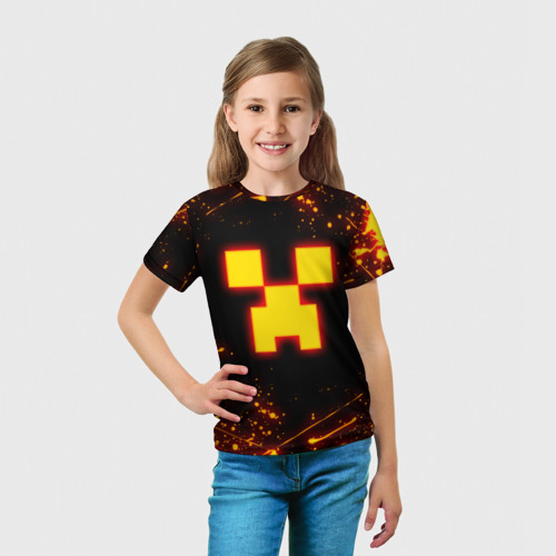 Детская футболка 3D Огненный Крипер: Майнкрафт, цвет 3D печать - фото 5