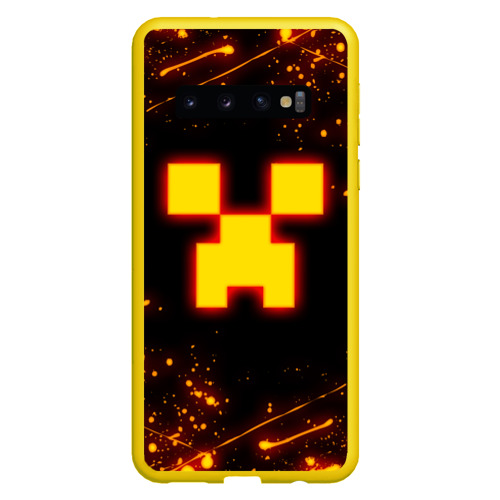 Чехол для Samsung Galaxy S10 с принтом Огненный Крипер: Майнкрафт, вид спереди №1
