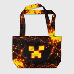 Пляжная сумка 3D Огненный Крипер: Майнкрафт