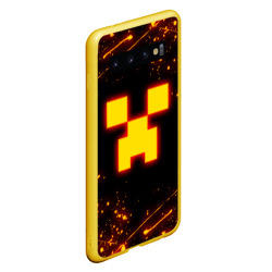 Чехол с принтом Огненный Крипер: Майнкрафт для любого человека, вид спереди №3. Цвет основы: желтый