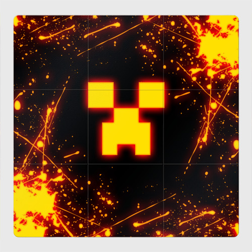 Магнитный плакат 3Х3 Огненный Крипер: Майнкрафт