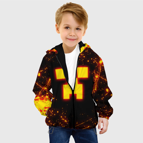 Детская куртка 3D Огненный Крипер: Майнкрафт, цвет черный - фото 3