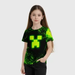 Детская футболка 3D Майнкрафт: токсичный Крипер - фото 2