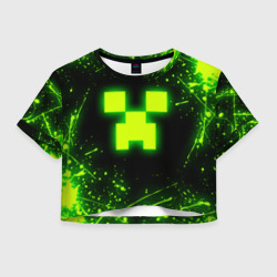 Женская футболка Crop-top 3D Майнкрафт: токсичный Крипер