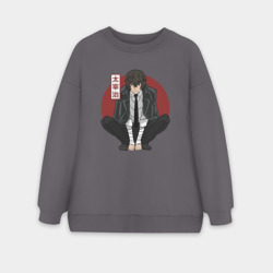 Женский свитшот oversize без начеса хлопок Старший детектив Дазай