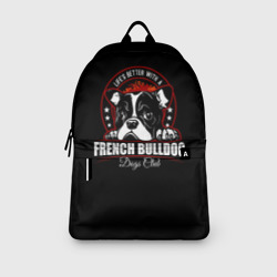 Рюкзак с принтом Французский Бульдог French Bulldog для любого человека, вид спереди №3. Цвет основы: белый