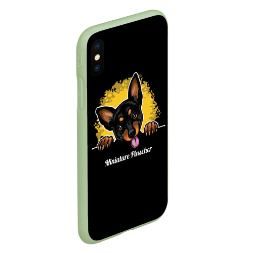 Чехол для iPhone XS Max матовый Пинчер Miniature Pinscher, цвет салатовый - фото 3