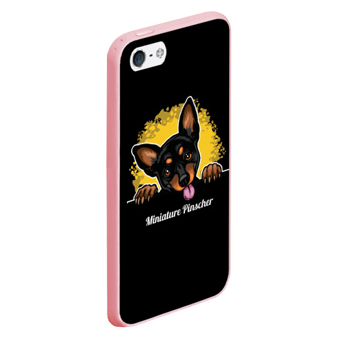 Чехол для iPhone 5/5S матовый Пинчер Miniature Pinscher, цвет баблгам - фото 3