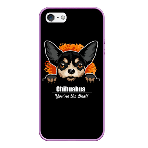 Чехол для iPhone 5/5S матовый Чихуахуа Chihuahua, цвет сиреневый