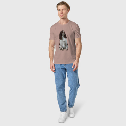 Мужская футболка хлопок с принтом Русский Охотничий Спаниель (РОС), вид сбоку #3