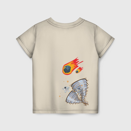 Детская футболка 3D с принтом NASA Космос - космонавт, вид сзади #1