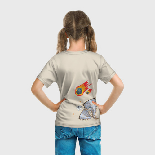 Детская футболка 3D с принтом NASA Космос - космонавт, вид сзади #2