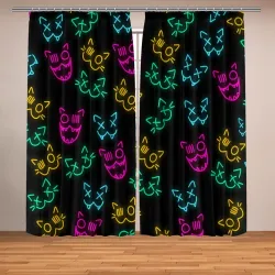 Фотошторы Неоновые котики neon faces cats