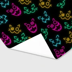 Бумага для упаковки 3D Неоновые котики neon faces cats - фото 2