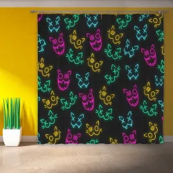 Фотошторы Неоновые котики neon faces cats - фото 2