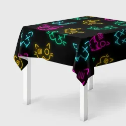 Скатерть 3D Неоновые котики neon faces cats