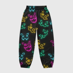 Женские джоггеры оверсайз 3D Неоновые котики neon faces cats