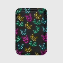 Картхолдер Magsafe магнитный Неоновые котики neon faces cats