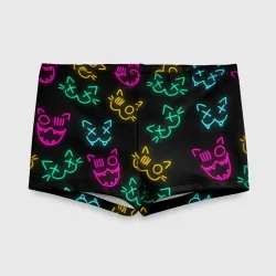 Детские купальные плавки 3D Неоновые котики neon faces cats