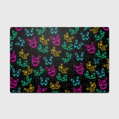 Головоломка Пазл магнитный 126 элементов Неоновые котики neon faces cats