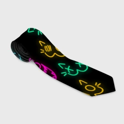 Галстук 3D Неоновые котики neon faces cats