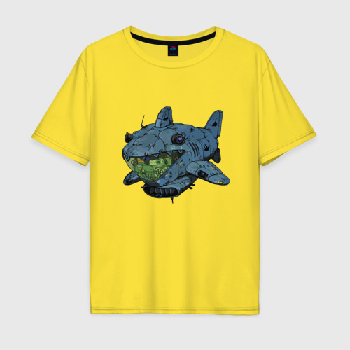 Мужская футболка хлопок Oversize Жаба - капитан подводной лодки, цвет желтый