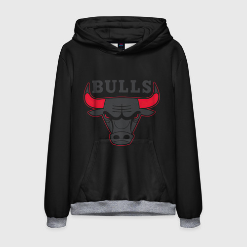 Мужская толстовка 3D Chicago bulls Чикаго буллс ярость быка, цвет меланж